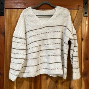 XL white and brown striped sweater